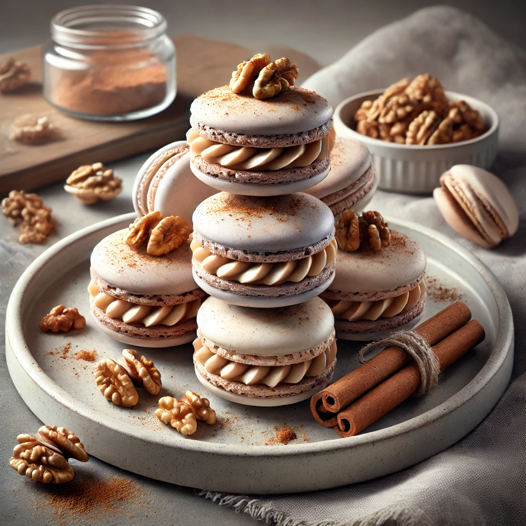 Fahéjas és diós ízvilággal készült macaron