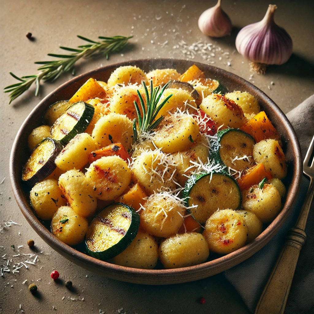 Ropogós és ízletes házi gnocchi sült zöldségekkel