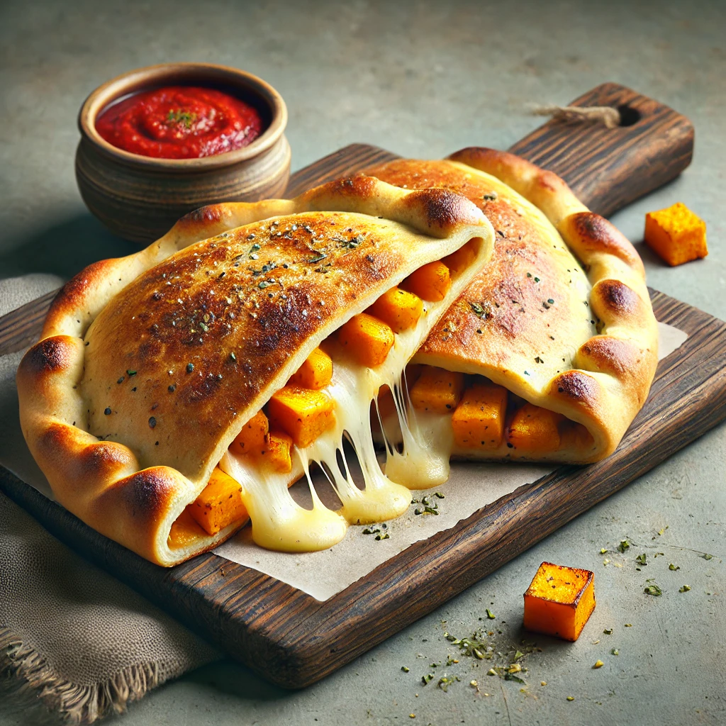 Édeskés sütőtökkel és sajttal töltött, ropogós calzone