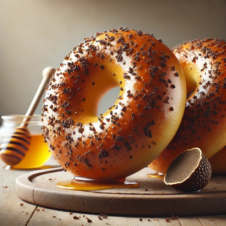 Frissen sült szarvasgombás és mézes bagel