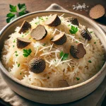 Szarvasgombás rizs tálalva