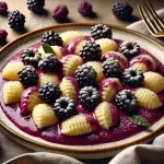 Szederkrémes gnocchi tálalva