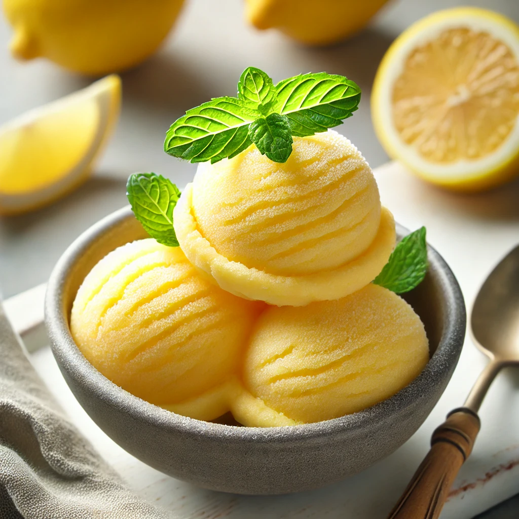 Friss, citrusos és gyümölcsös házi készítésű Szicíliai citrom sorbet