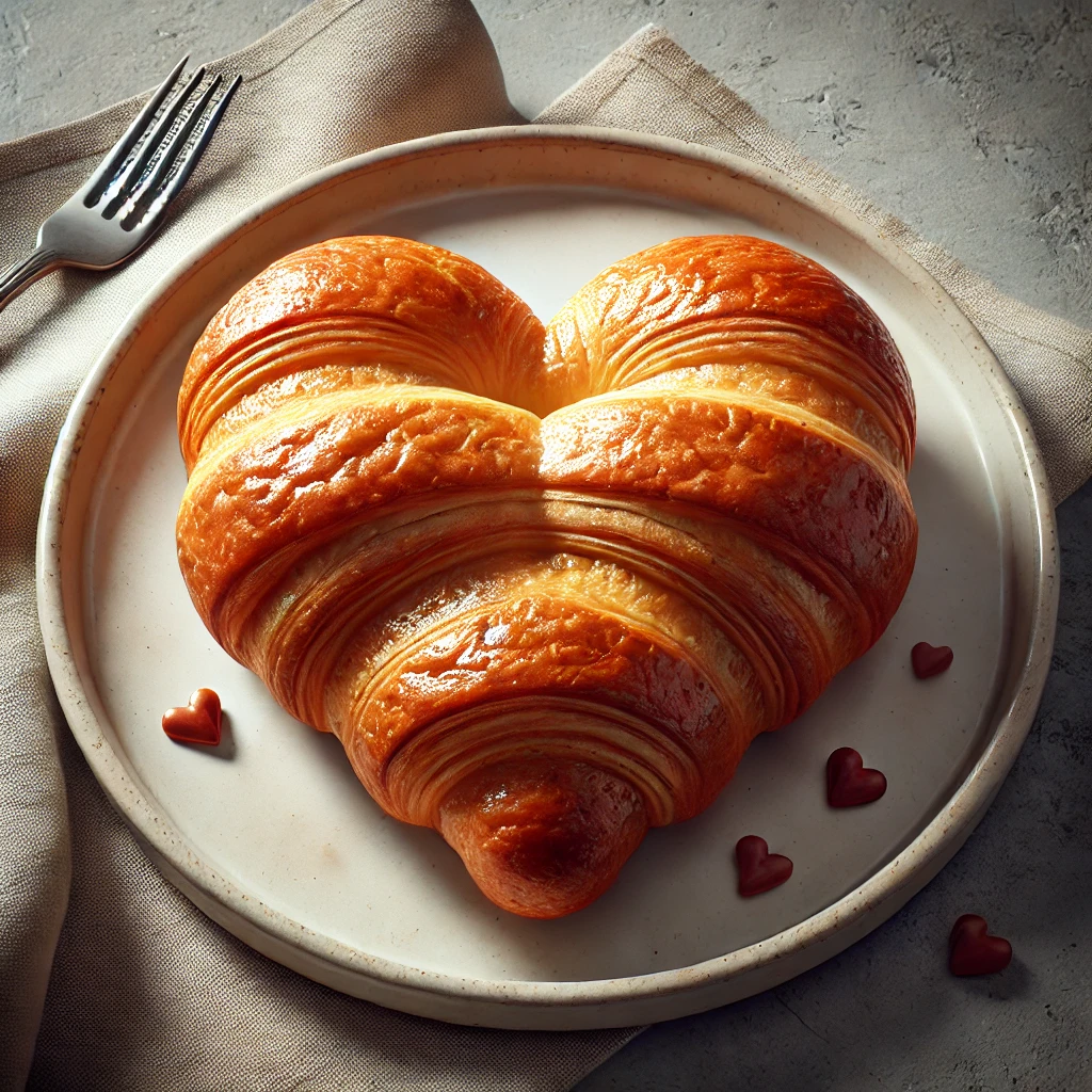 Vaníliával ízesített, aranybarna szív alakú croissant