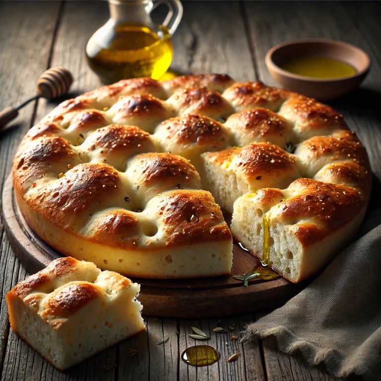 Szódabikarbónás focaccia tálalva