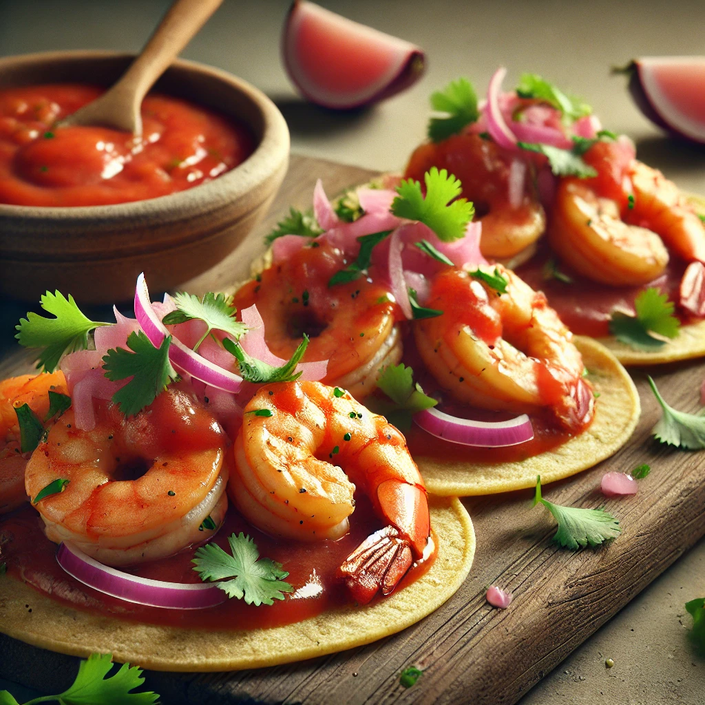 Mexikói garnélás tacos édes-savanyú guava szósszal