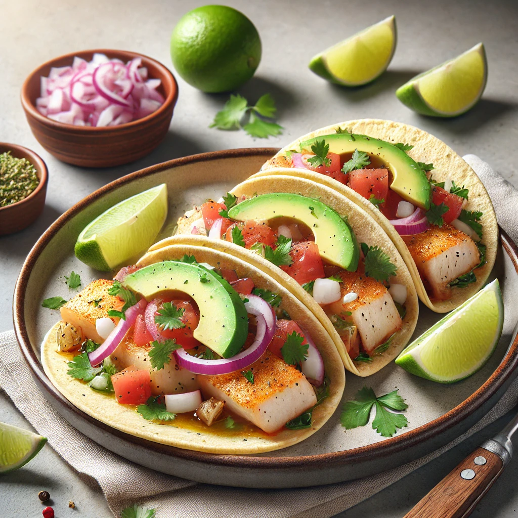 Fűszeres halas taco avokádóval és korianderrel, autentikus mexikói ízekkel