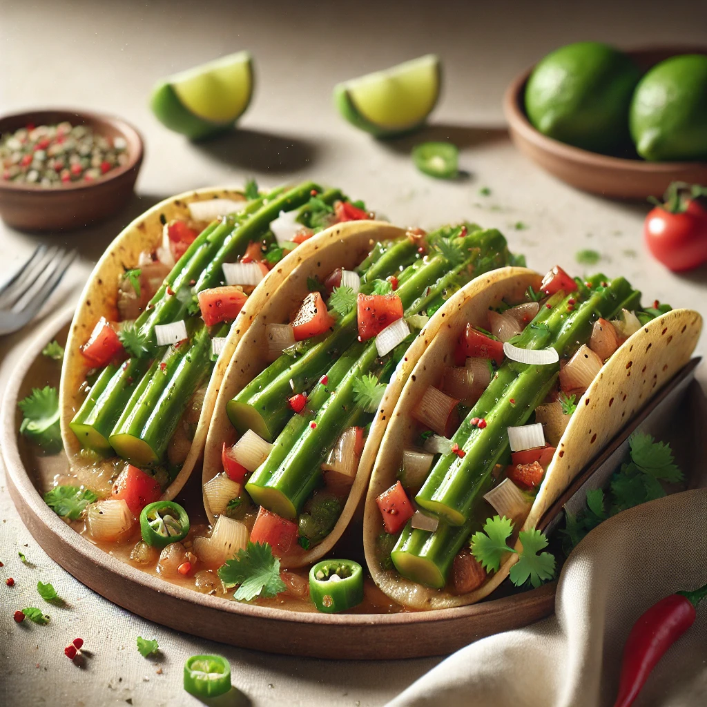 Friss kaktuszlevélből készült vegetáriánus mexikói taco