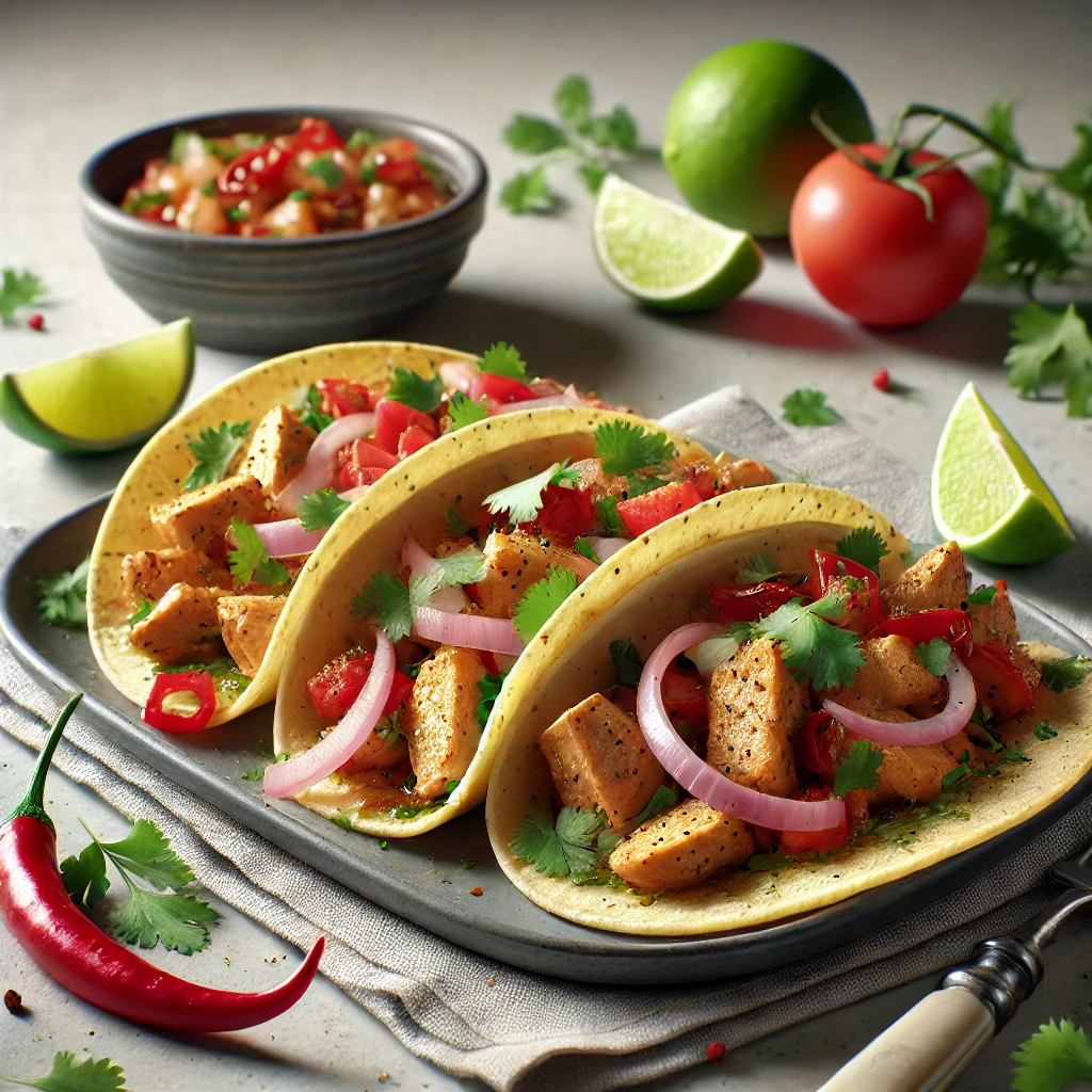 Fűszeres pulykahússal töltött autentikus mexikói taco