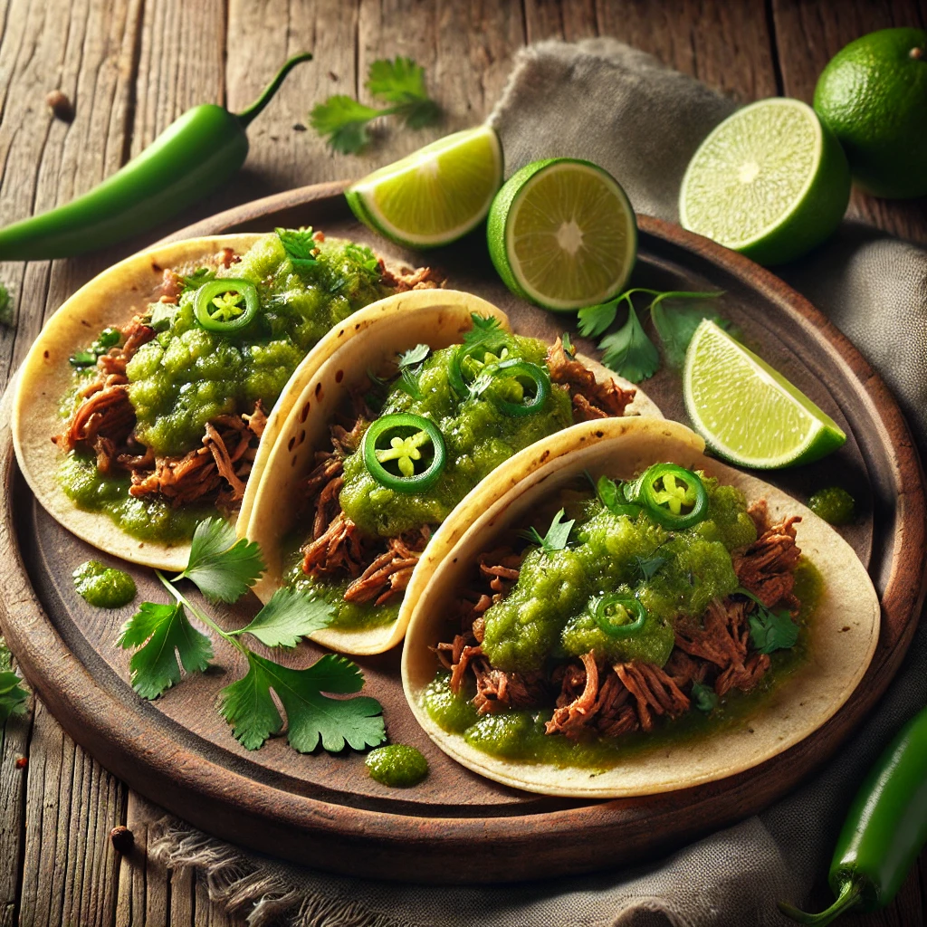 Autentikus tacos omlós marhahússal és zöld szósszal