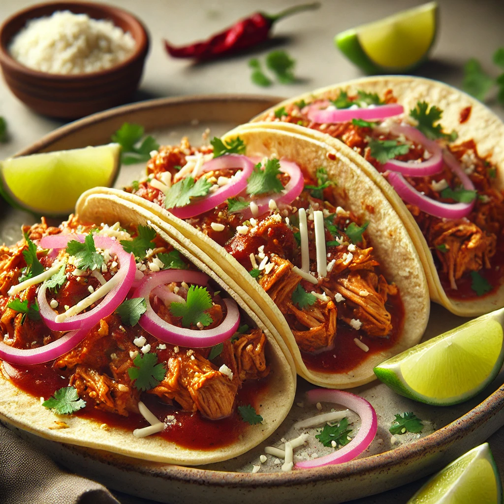 Füstös chipotle paprikás csirkével töltött autentikus mexikói taco
