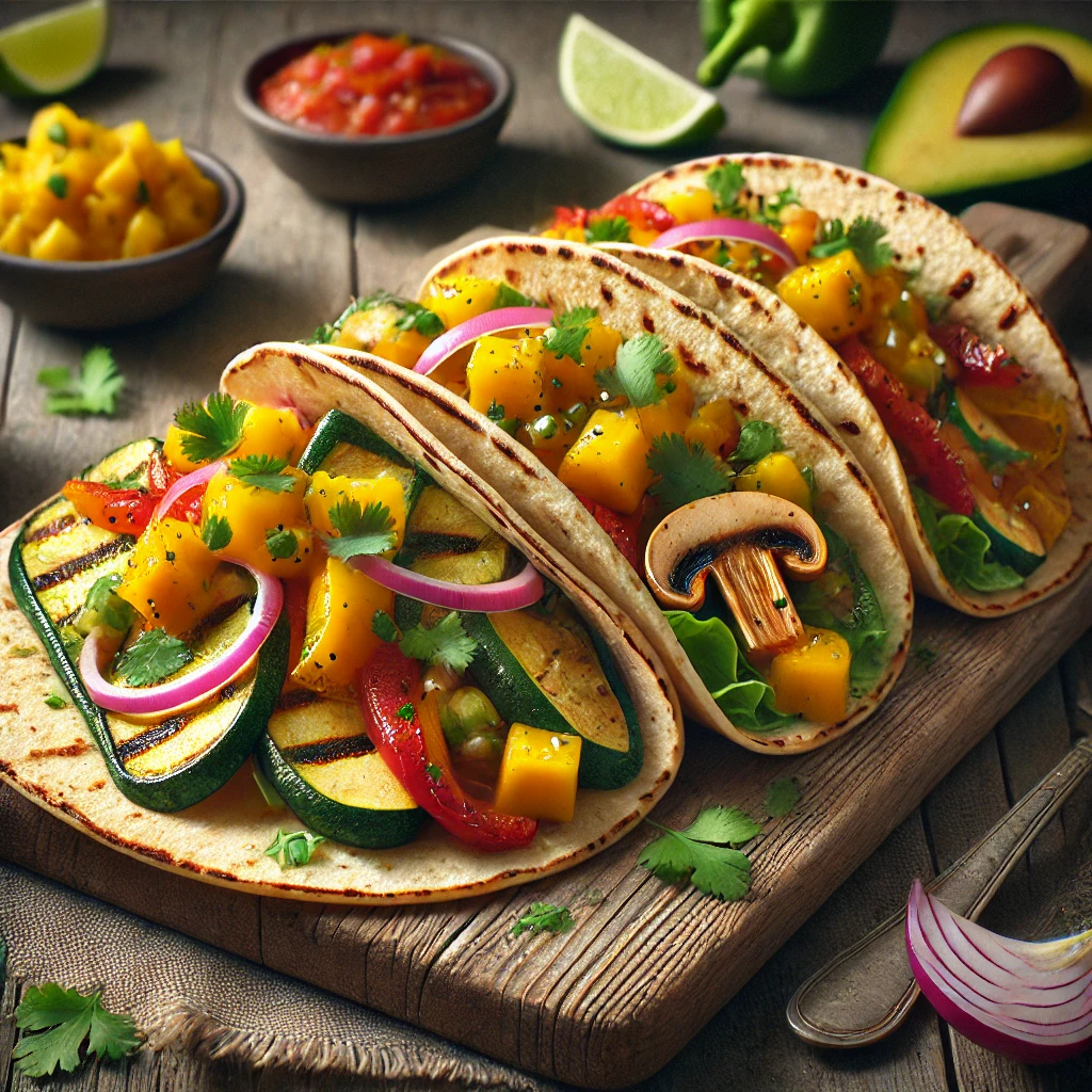 Mexikói zöldséges tacos friss mangó szósszal