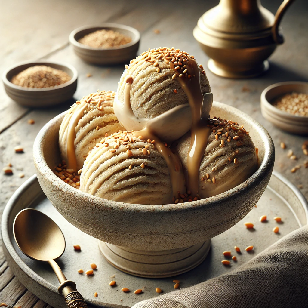 Krémes és gazdag tahini fagylalt pirított szezámmaggal