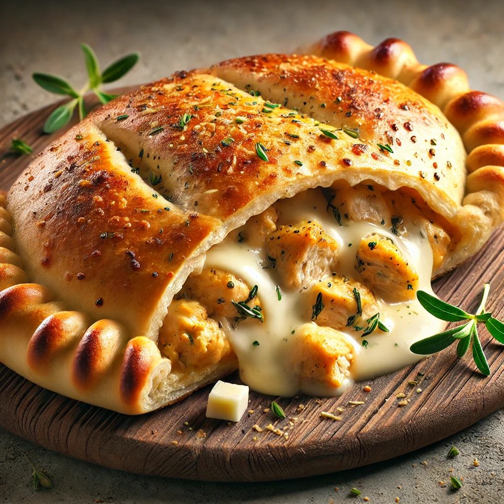 Ropogós calzone tárkonyos csirkével és krémes tejszínes töltelékkel