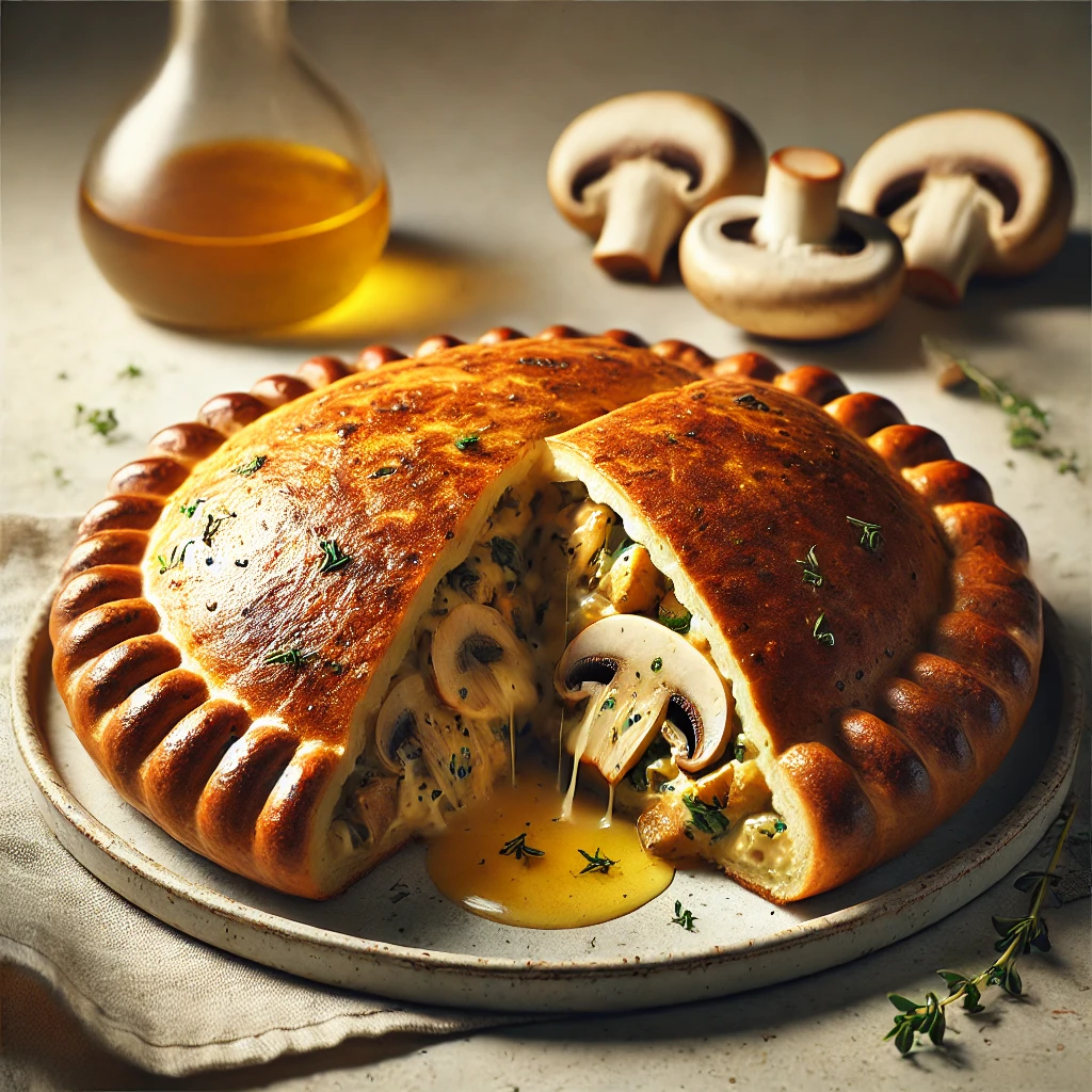 Fűszeres és krémes calzone tejszínes gombával és tárkonnyal