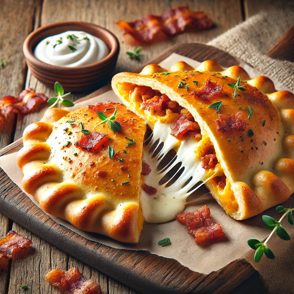 Házi calzone bacon és tejföl töltelékkel