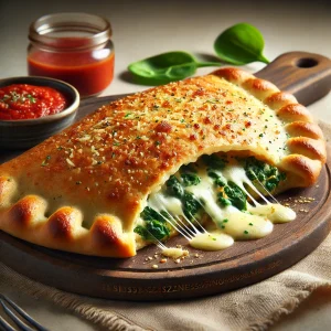 Krémes spenóttal és sajttal töltött, ropogós calzone