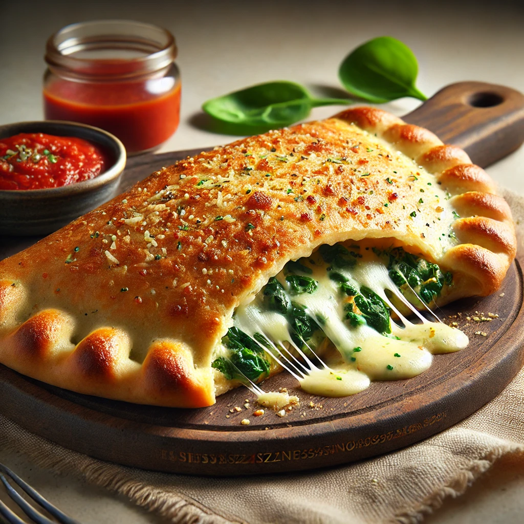 Krémes spenóttal és sajttal töltött, ropogós calzone
