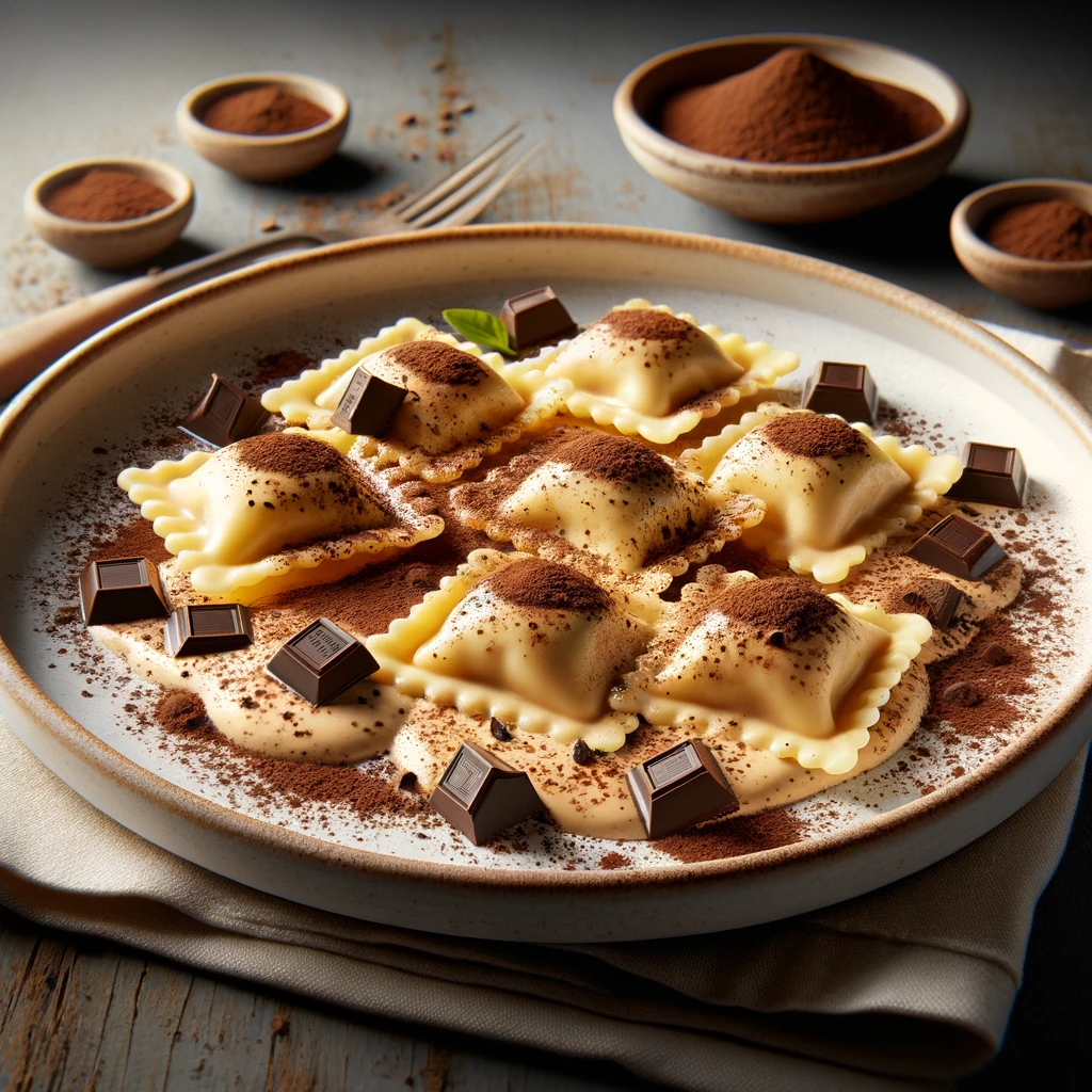 Krémes, kávés tiramisu ravioli mascarponéval és Amaretto likőrrel