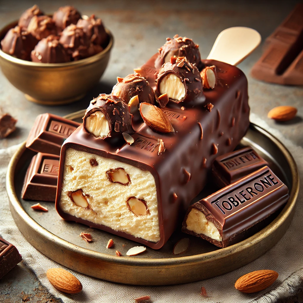Krémes és csokoládés jégkrém Toblerone szeletekkel