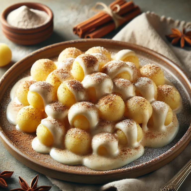 Tojáslikőrös gnocchi tálalva