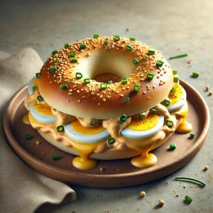 Krémes tojásos-mustáros bagel, tökéletes reggelire vagy ebédre