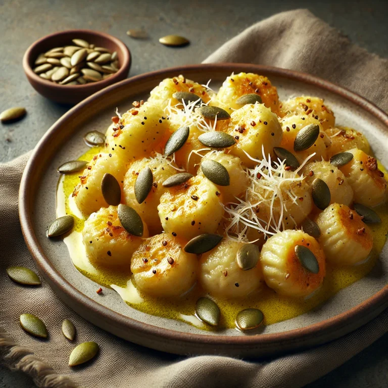 Tökmagos és parmezános gnocchi tálalva