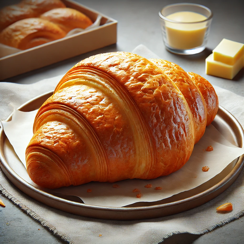 Vajas, aranybarna croissant, tökéletes reggelire vagy uzsonnára