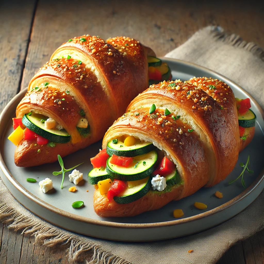 Ízletes és ropogós croissant zöldségekkel töltve