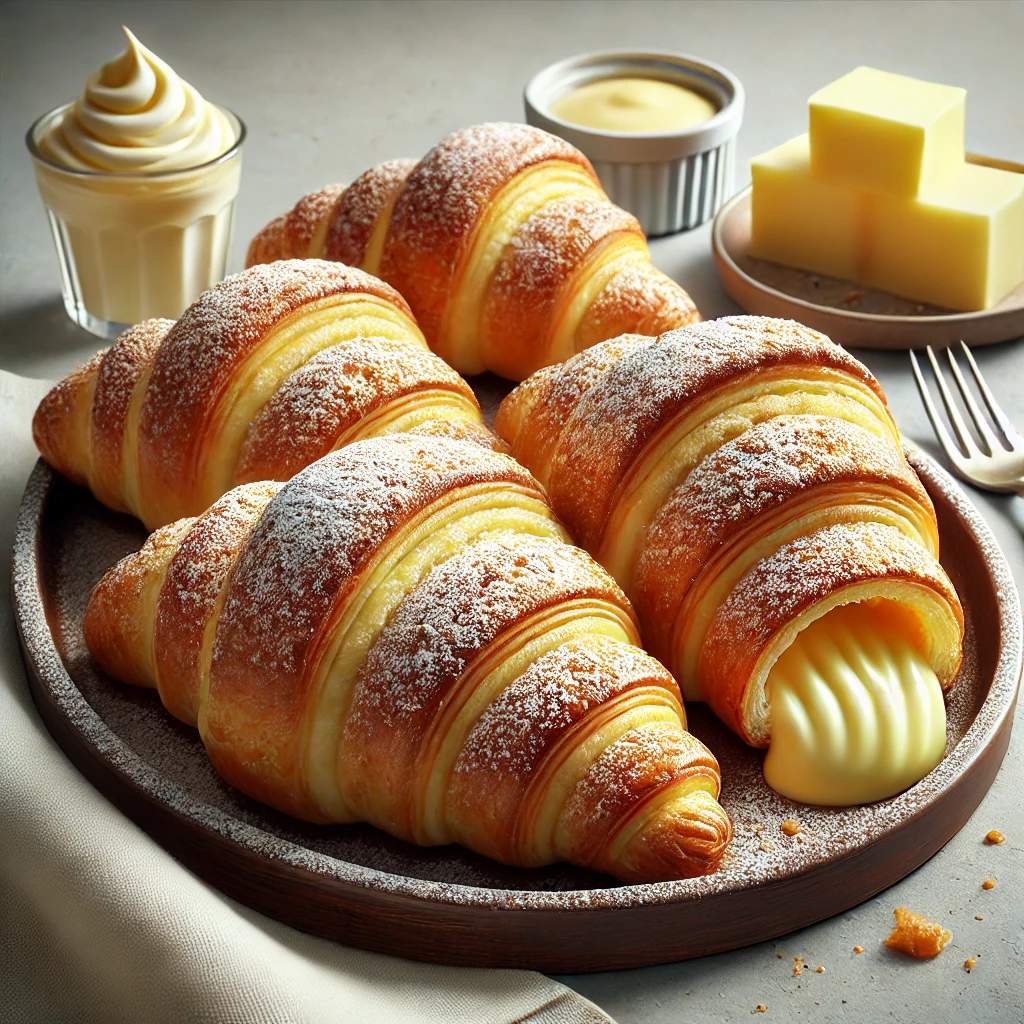 Frissen sült házi túrós croissant, tökéletes reggelire
