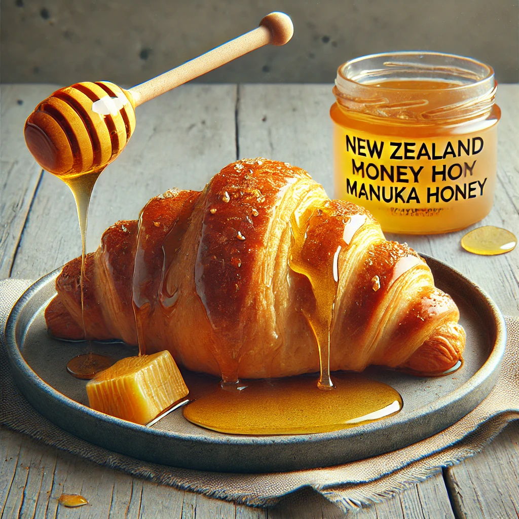 Manuka mézzel ízesített, aranybarna croissant