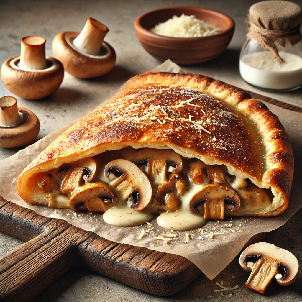 Ropogós calzone vargányával, tejföllel és sajttal töltve