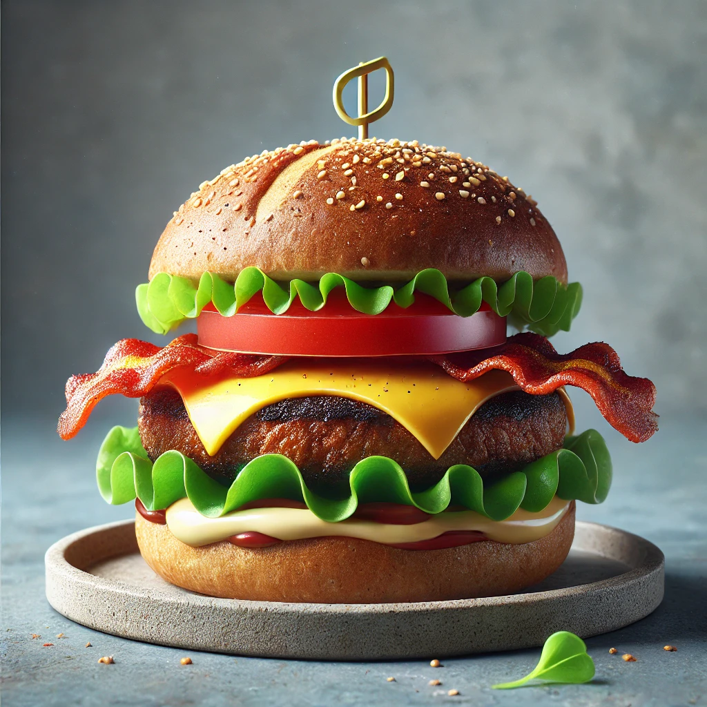 Egészséges és finom vegán baconös burger vegetáriánusoknak