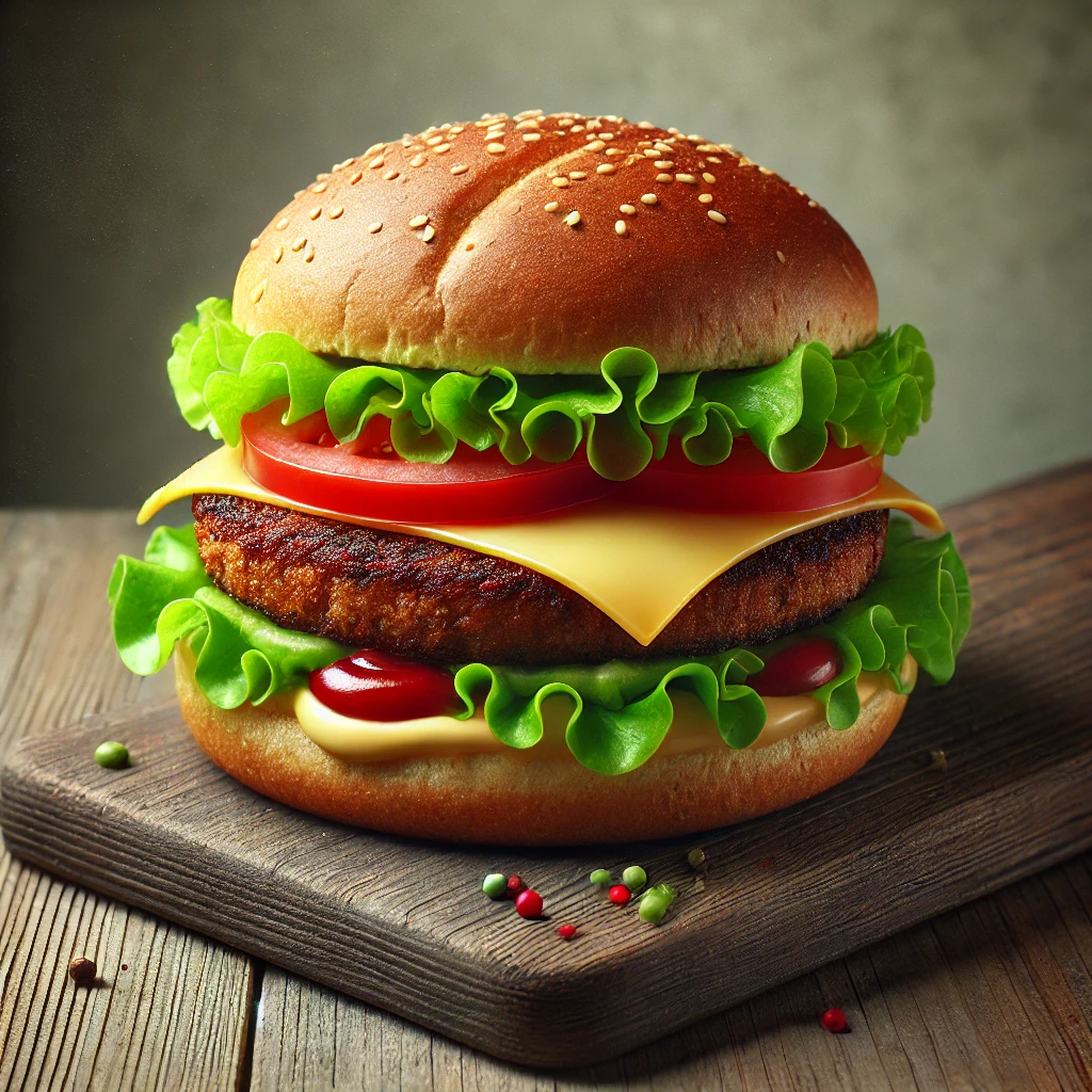 Egészséges és finom vegán sajtos burger vegetáriánusoknak