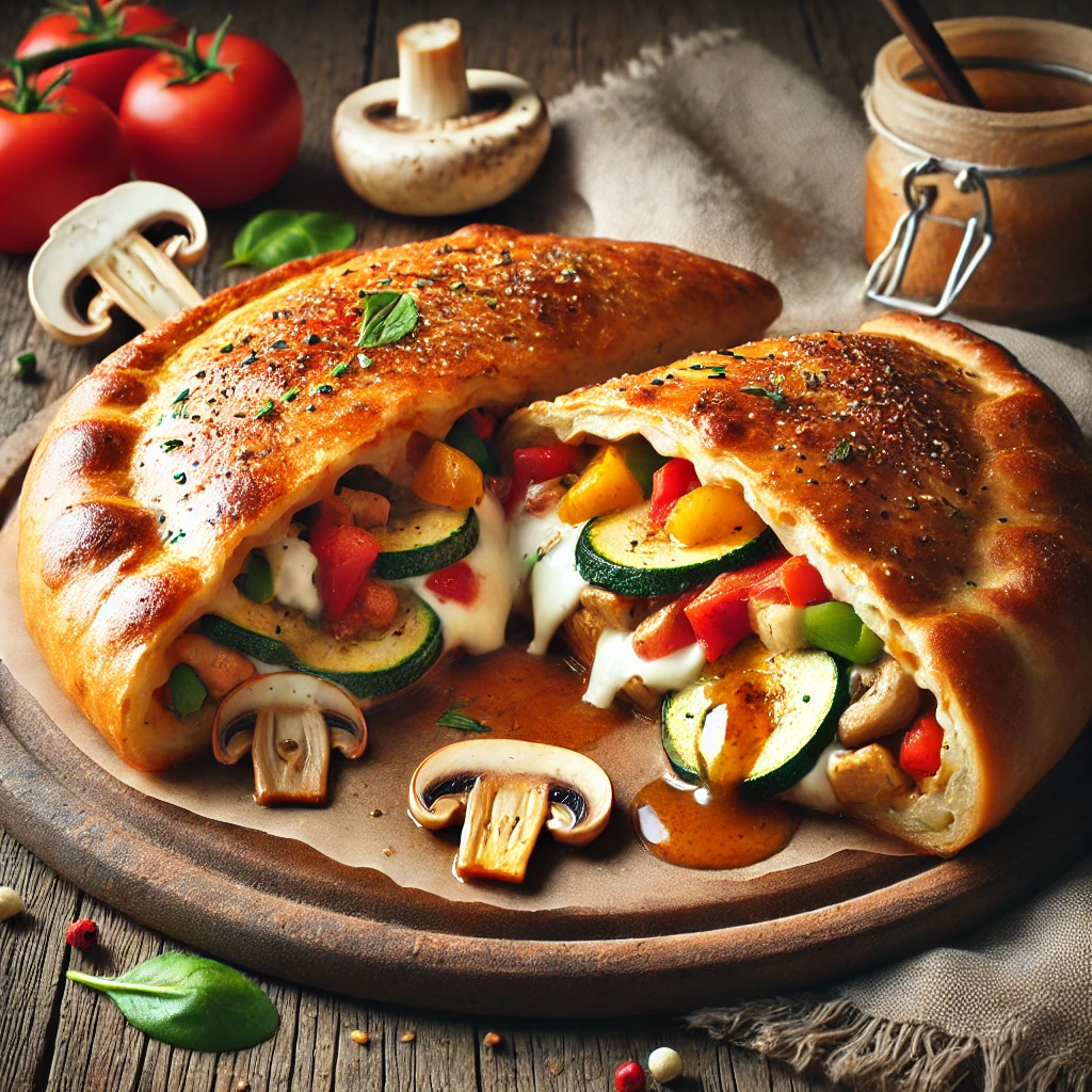 Ropogós calzone friss zöldségekkel és krémes sajttöltelékkel