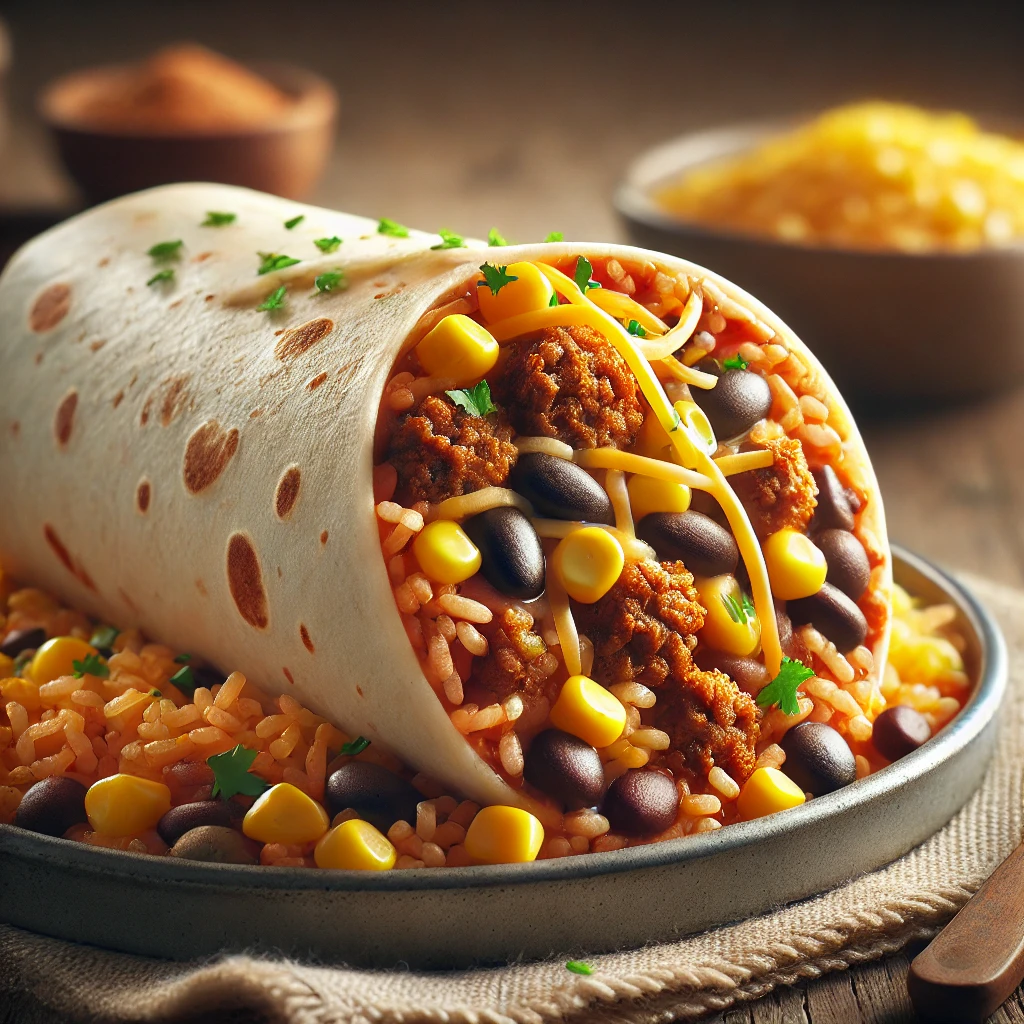 Gazdag mexikói burrito marhahússal és babbal