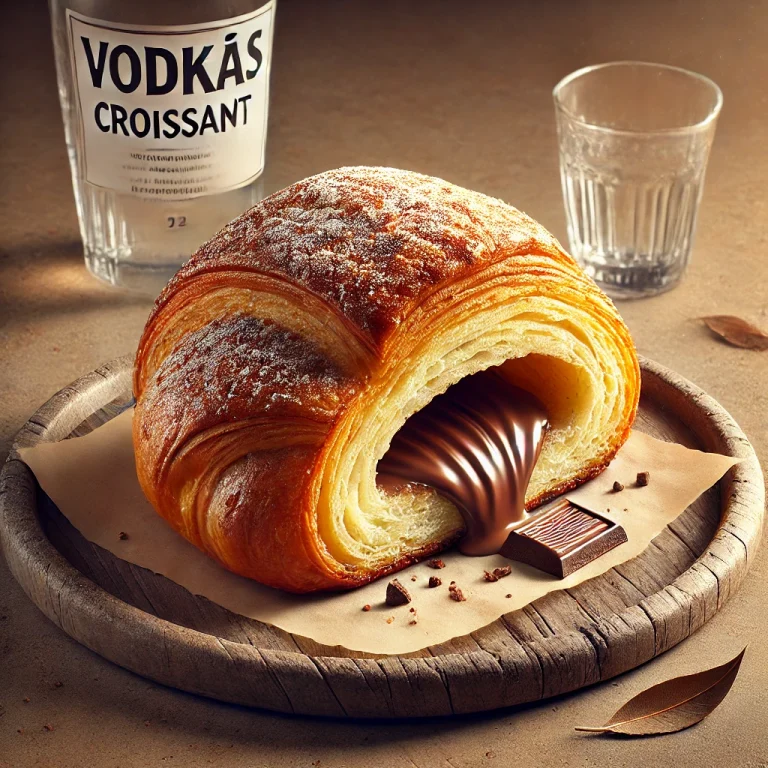 Vodkás croissant tálalva