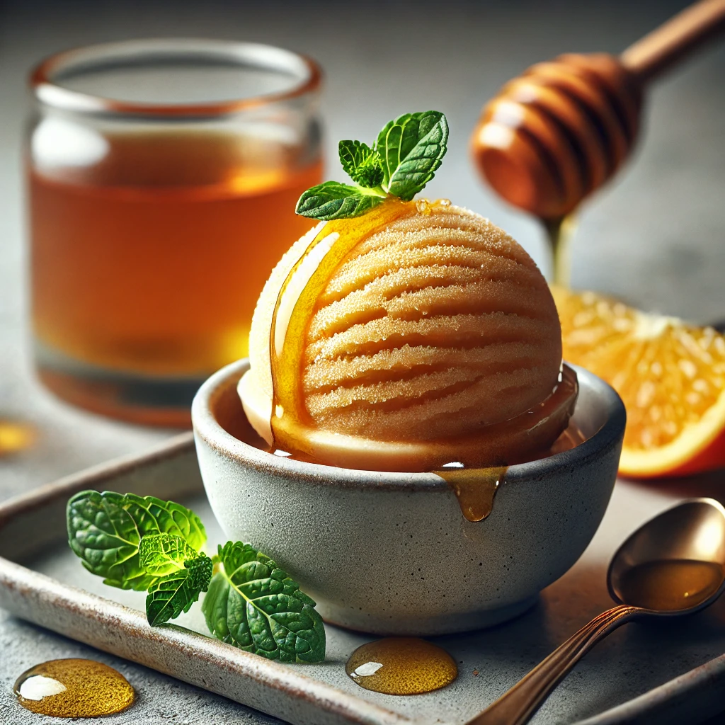 Friss, édes és fűszeres házi készítésű whiskey-méz sorbet