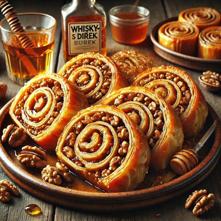 Whisky-s diós burek tálalva