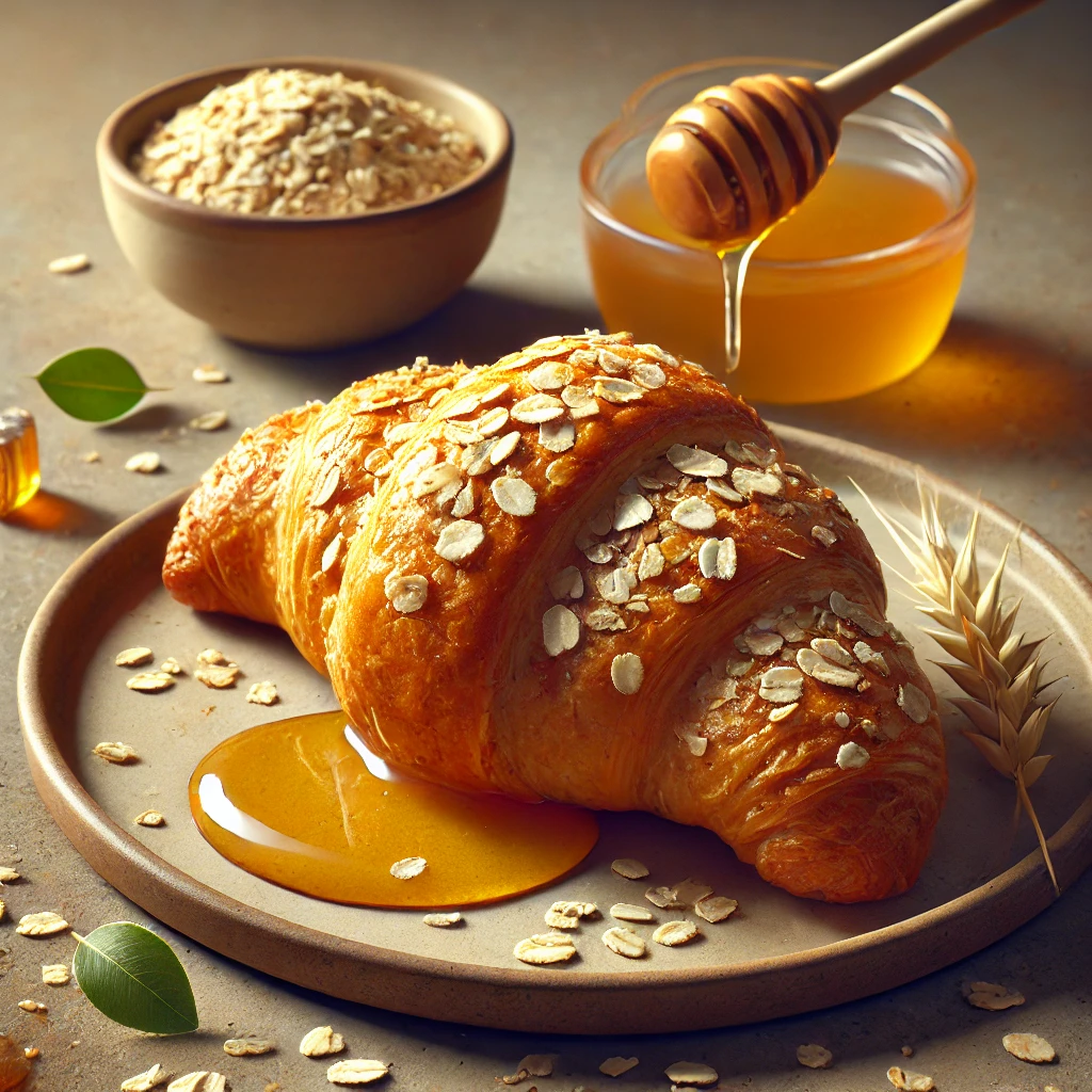 Ropogós és természetes zabpelyhes-mézes croissant recept