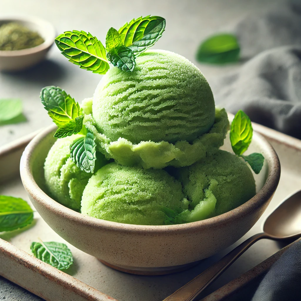Friss és aromás házi készítésű zöld tea sorbet