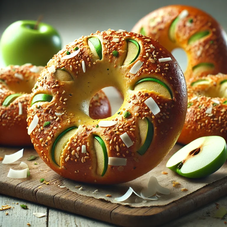 Frissen sült zöldalmás-kókuszos bagel