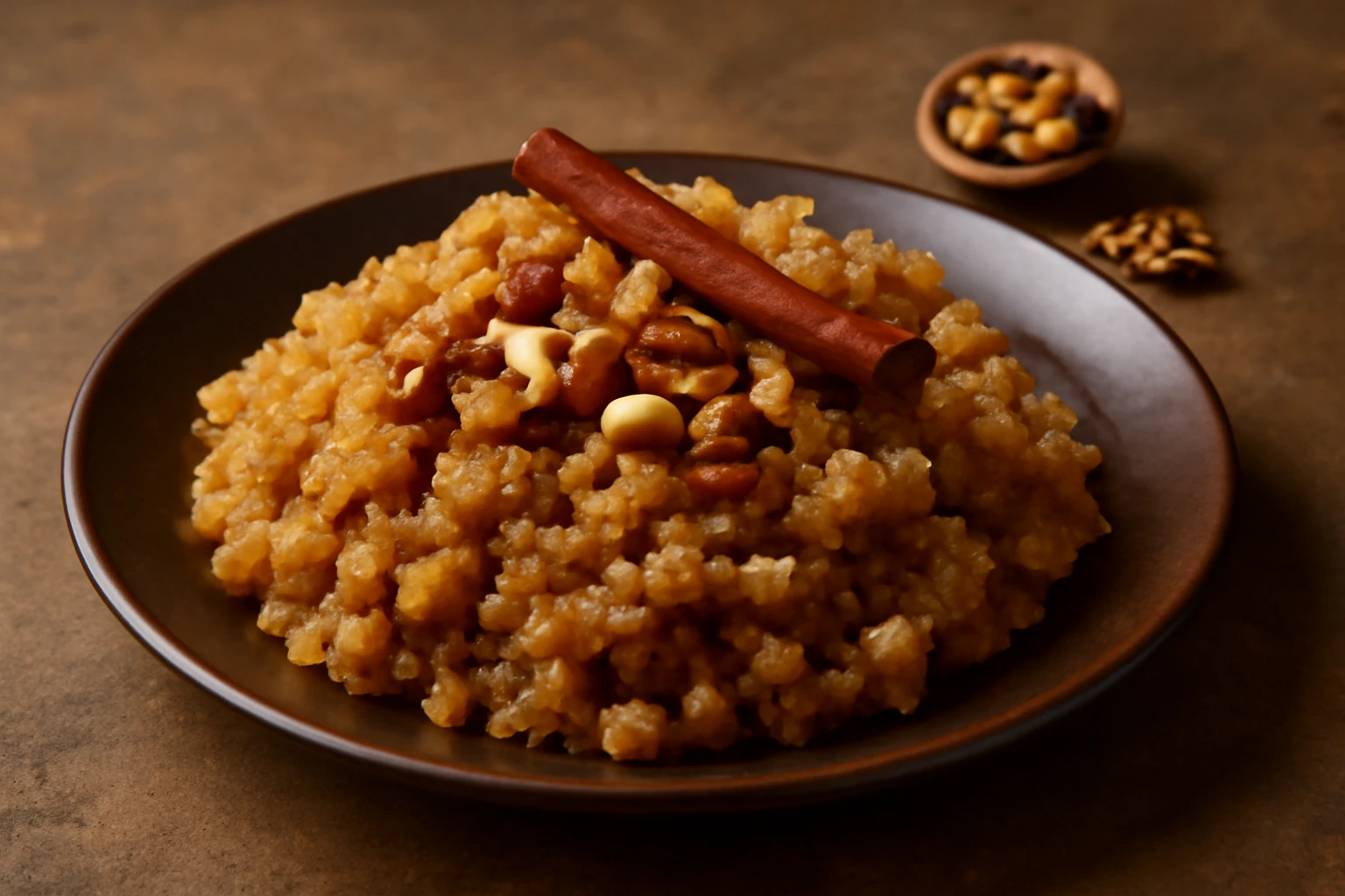 Indiai édesség Aate ka Halwa készítése pörkölt dióval és rózsavízzel