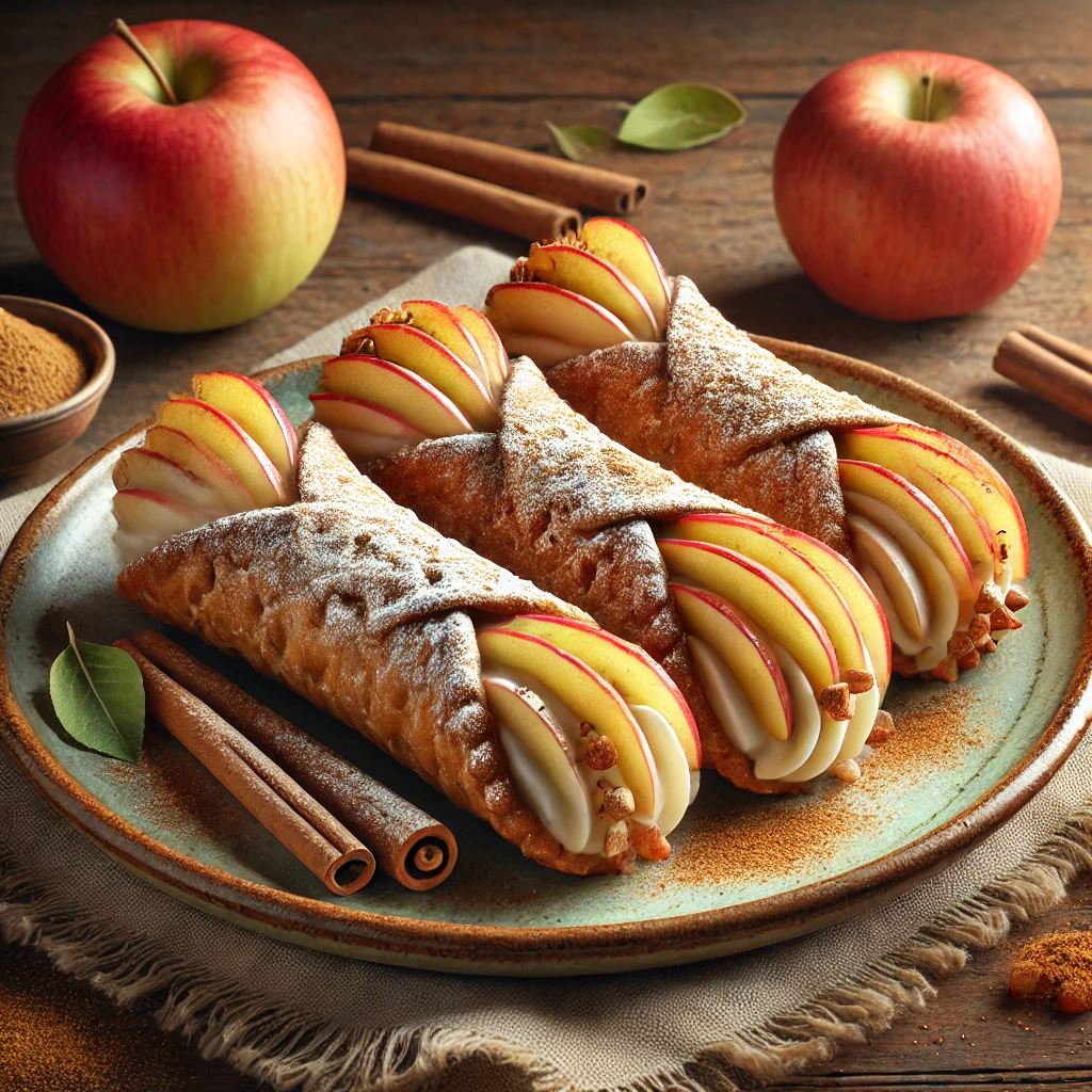 Ricottával és fahéjas almával töltött őszi cannoli desszert