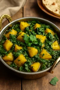 Fűszeres Aloo Palak Sabzi indiai stílusban