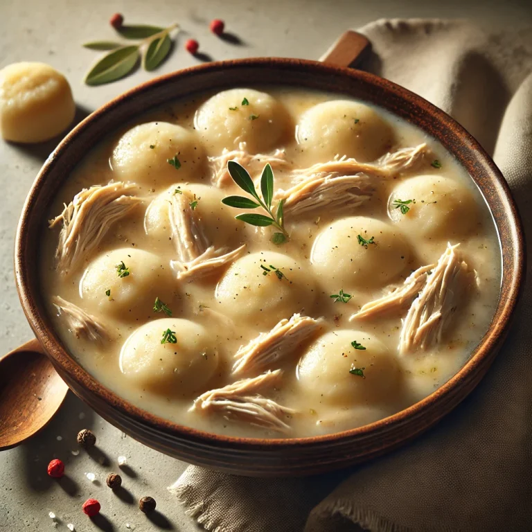 Amerikai csirkés-dumplings tálalva