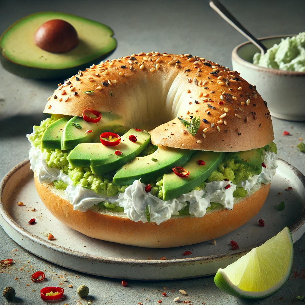 Friss és finom bagel avokádóval és krémsajttal