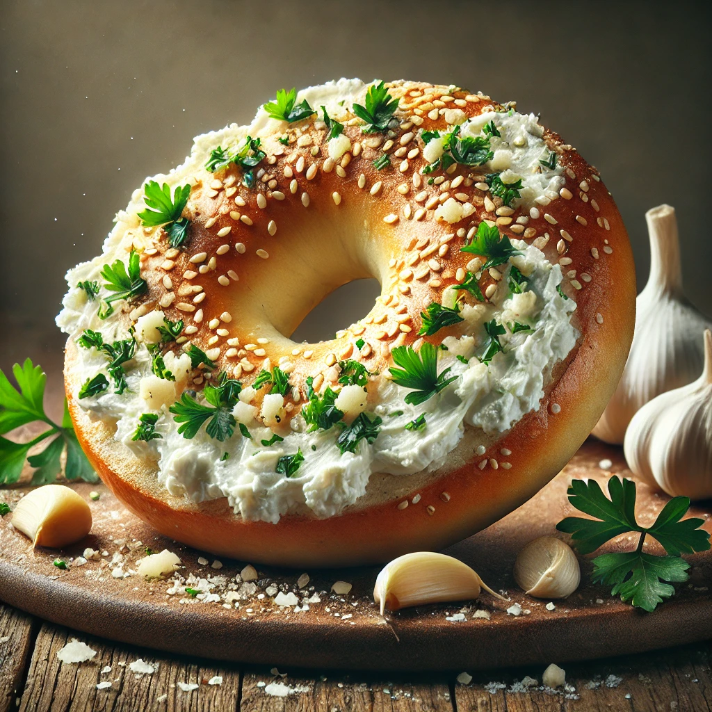 Friss és finom bagel fokhagymával és krémsajttal