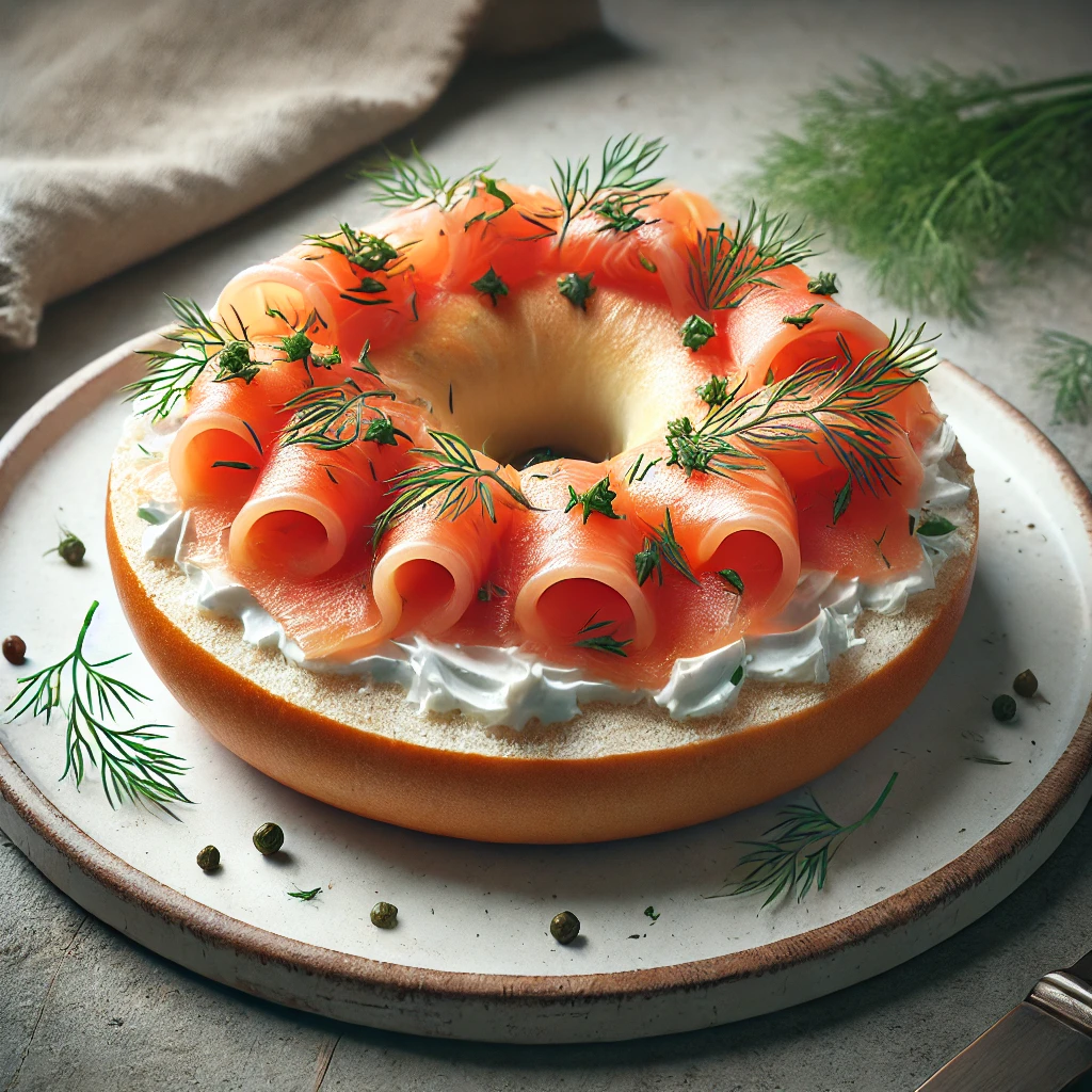 Egyszerű és finom bagel reggeli füstölt lazaccal