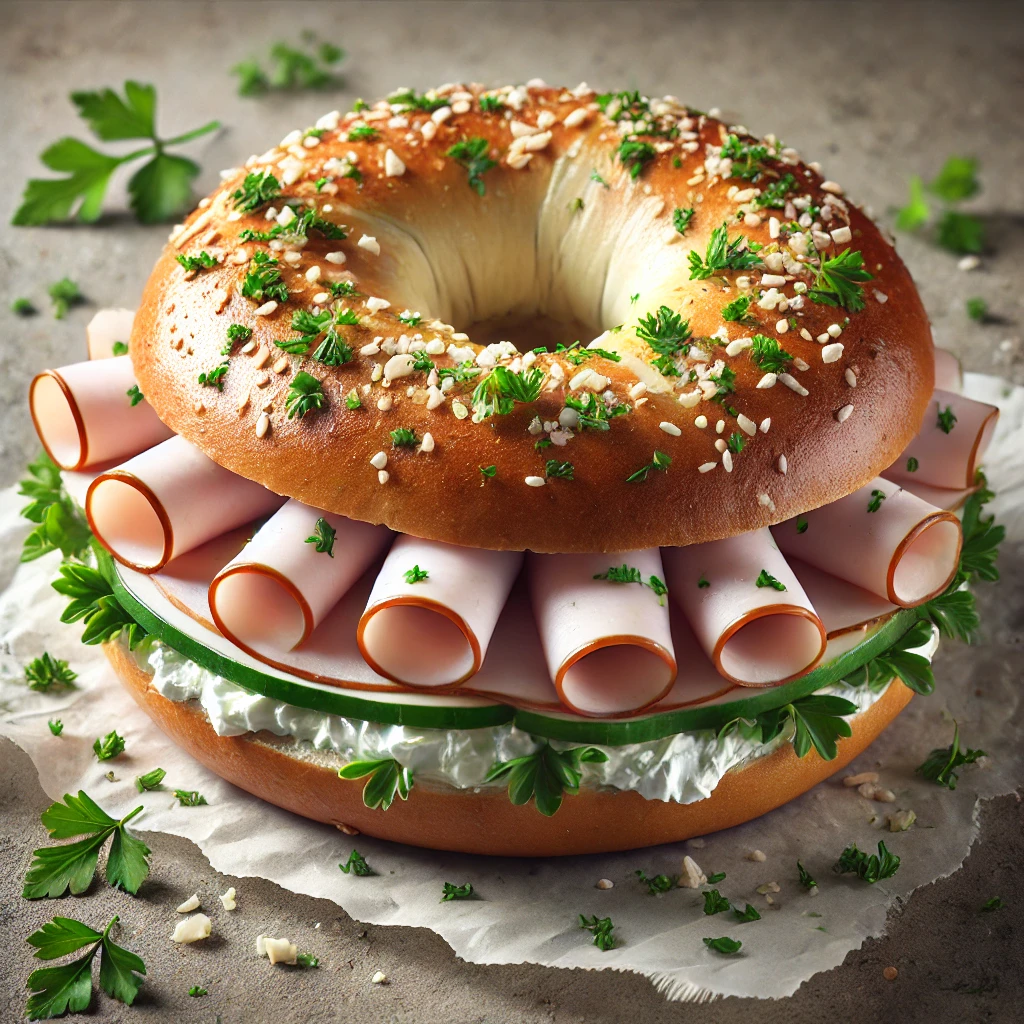 Friss és finom bagel pulykasonkával és krémsajttal